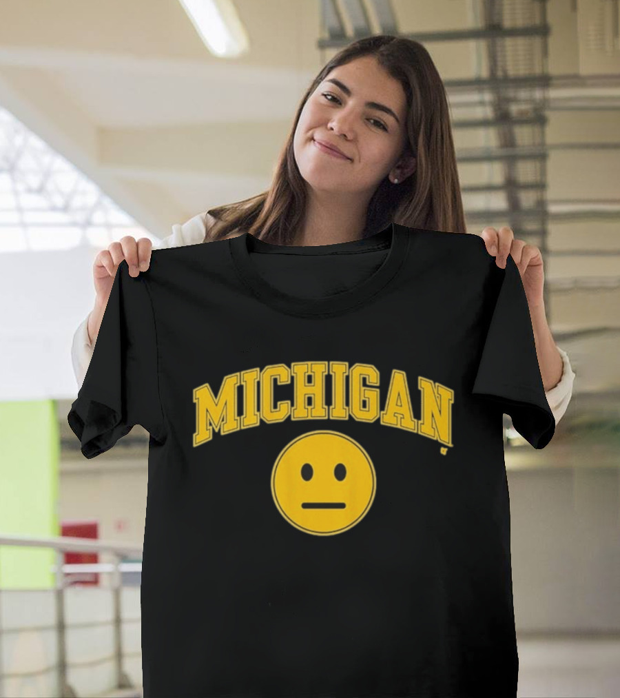 Michigan Basketball Yellow Emoji Face T-Shirt