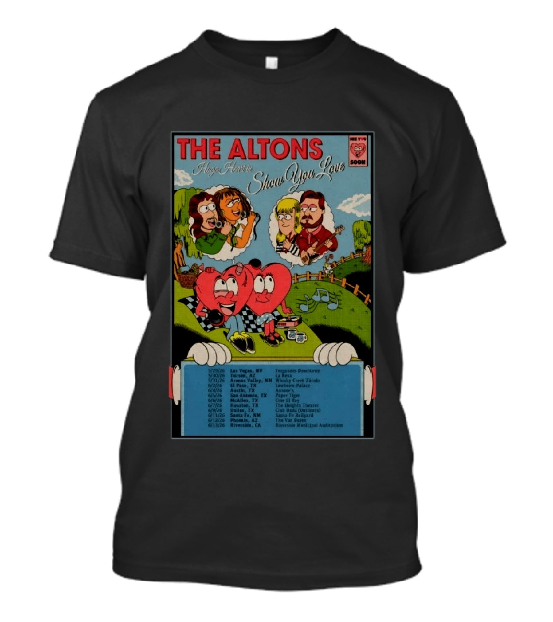 The Altons Always Here Show You Love 2026 Tour Las Vegas To Riverside Dates T-Shirt