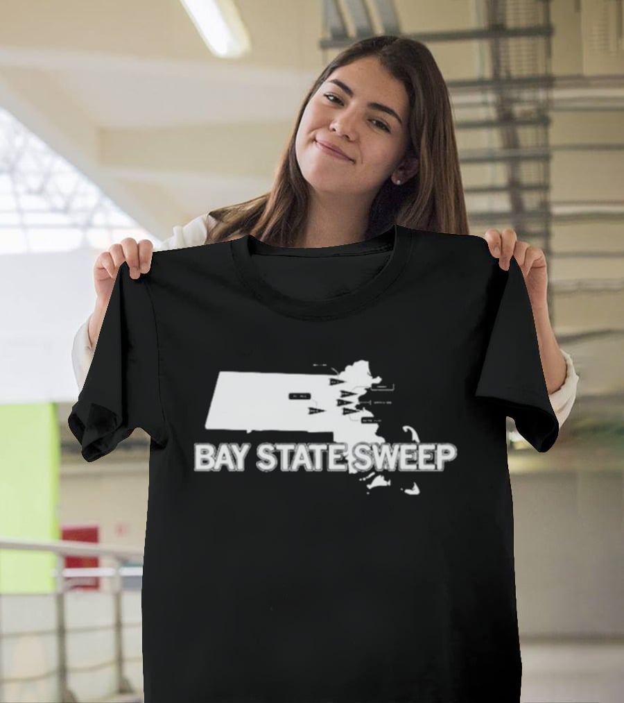 Bay State Sweep Massachusetts Map Landmarks T-Shirt