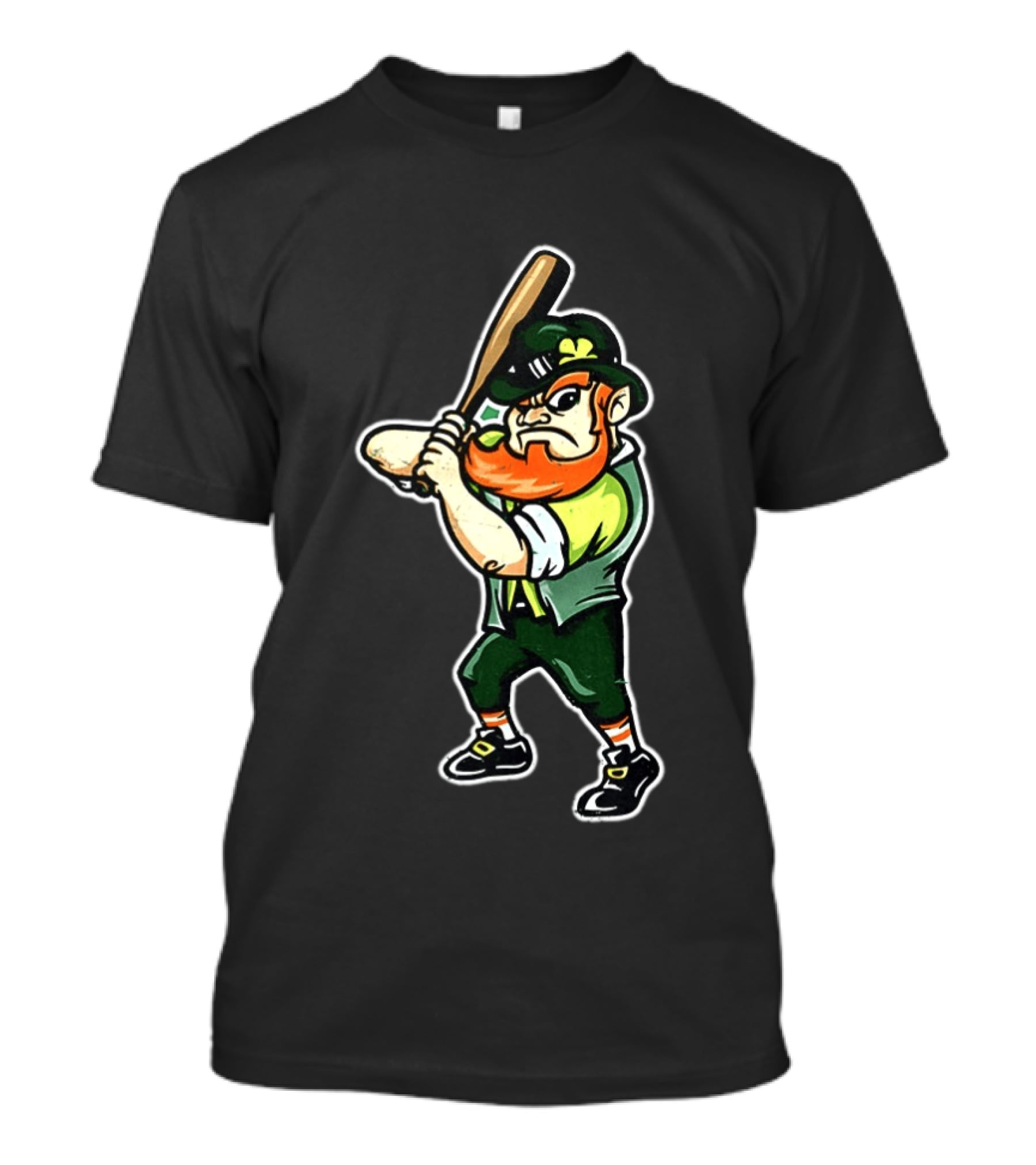 Leprechaun Saint Patrick's Day Baseball Player Iconic Irish T-Shirt