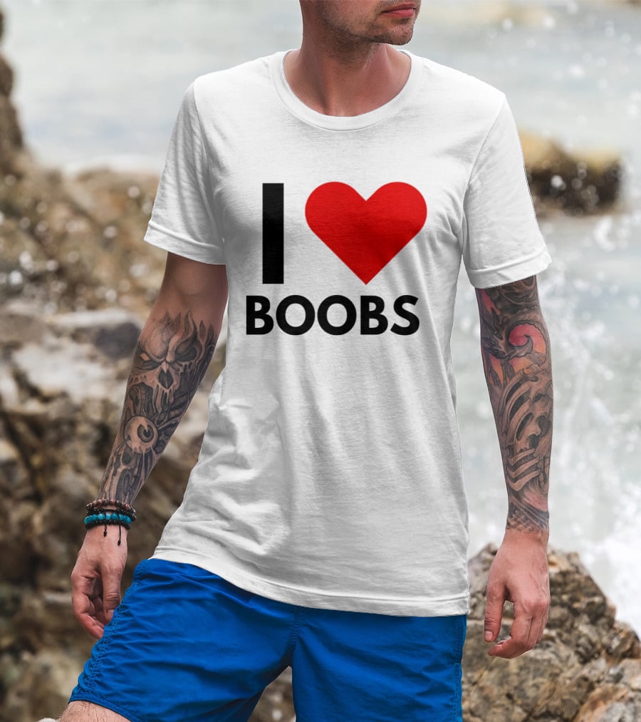 I Love Boobs Heart Symbol Humor T-Shirt