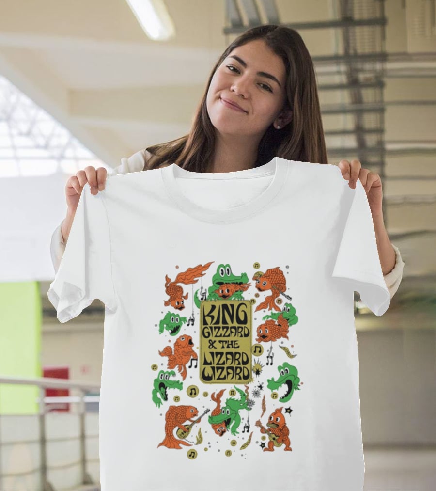 King Gizzard And The Lizard Wizard Fish Graphics With Musical Notes T-Shirt