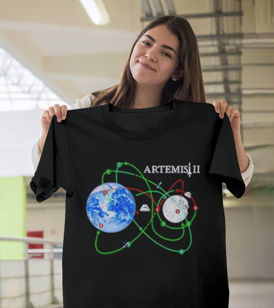 Artemis II NASA Moon Mission Pathways Earth And Moon T-Shirt
