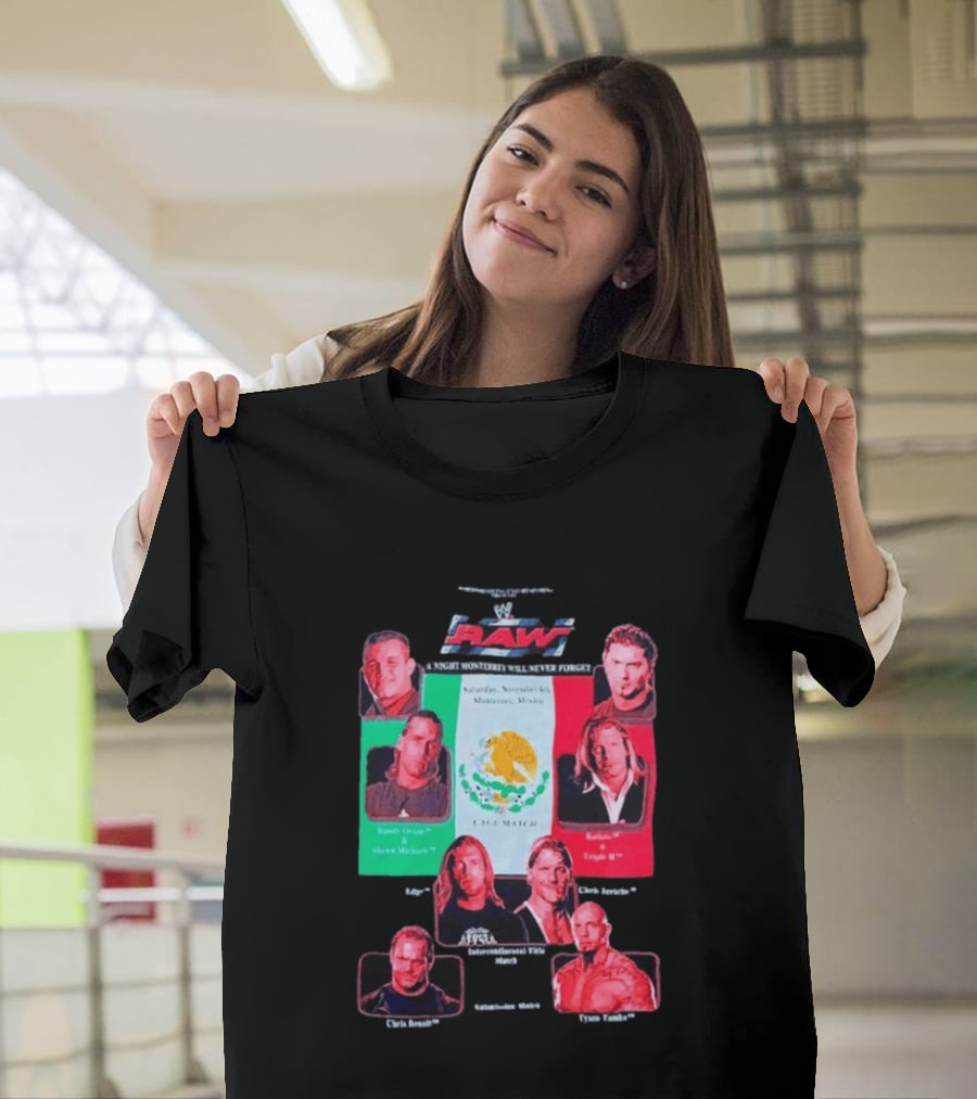 WWE Raw WrestleMania Monterrey Cage Match Featuring Randy Orton Shawn Michaels Batista Triple H Chris Jericho Shelton Benjamin Edge T-Shirt