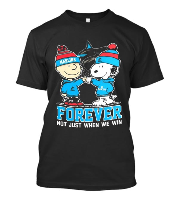 Charlie Brown Snoopy Miami Marlins Fist Bump Forever Not Just When We Win 2025 T-Shirt