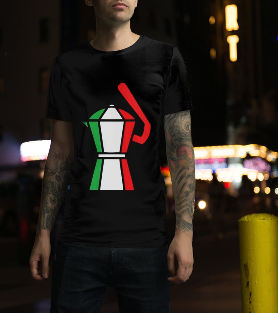 Italy Coffee Pot Italian Flag Colors White T-Shirt