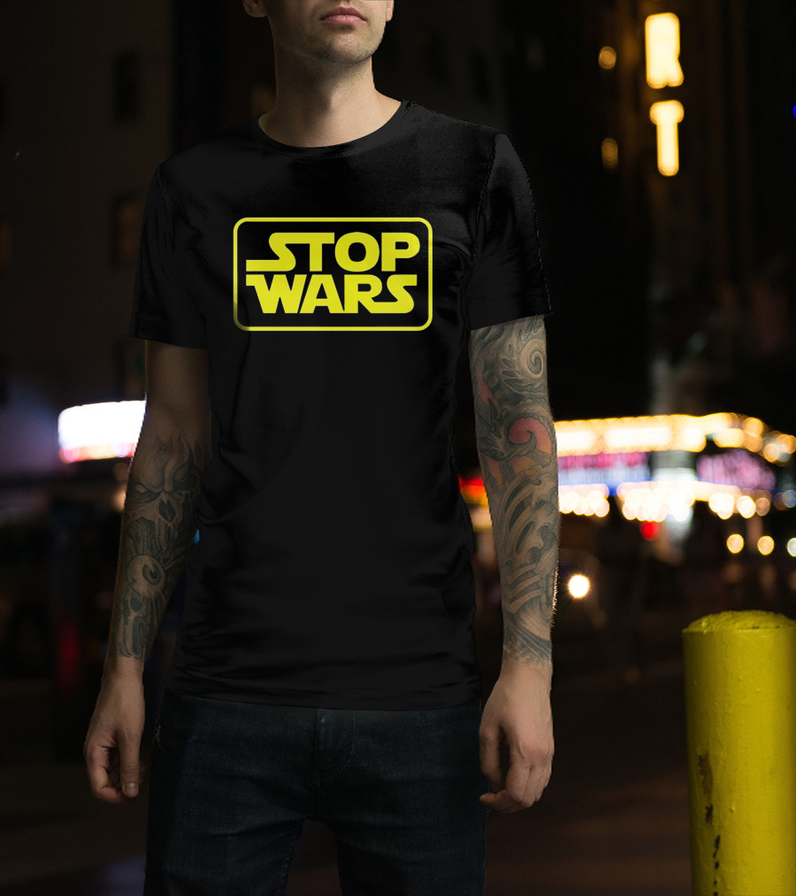 Stop Wars Yellow Text Block T-Shirt