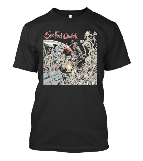 Six Feet Under Scythe And Skeletons Next To Die T-Shirt