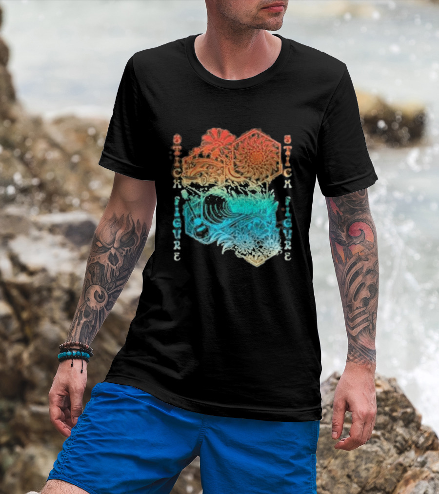 Stick Figure Coastal Cruiser Sun And Waves T-Shirt