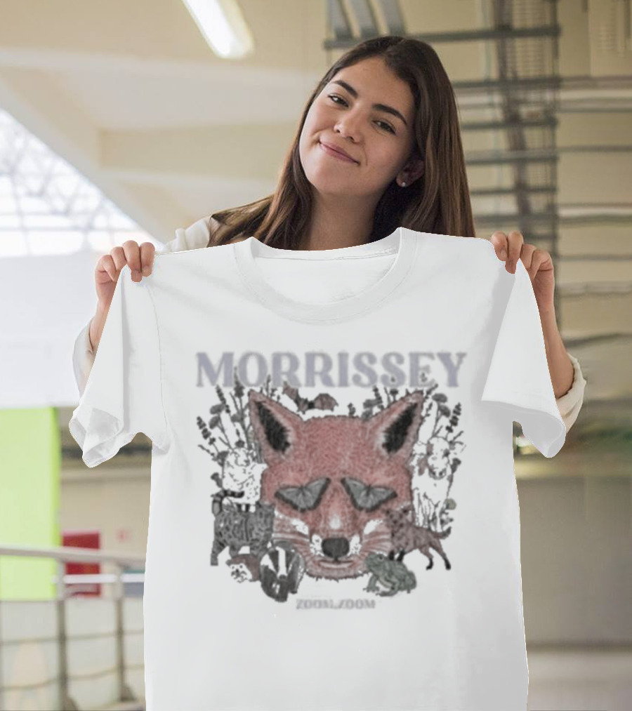 Morrissey Red Fox Face Floral Background Mporium Zoom T-Shirt