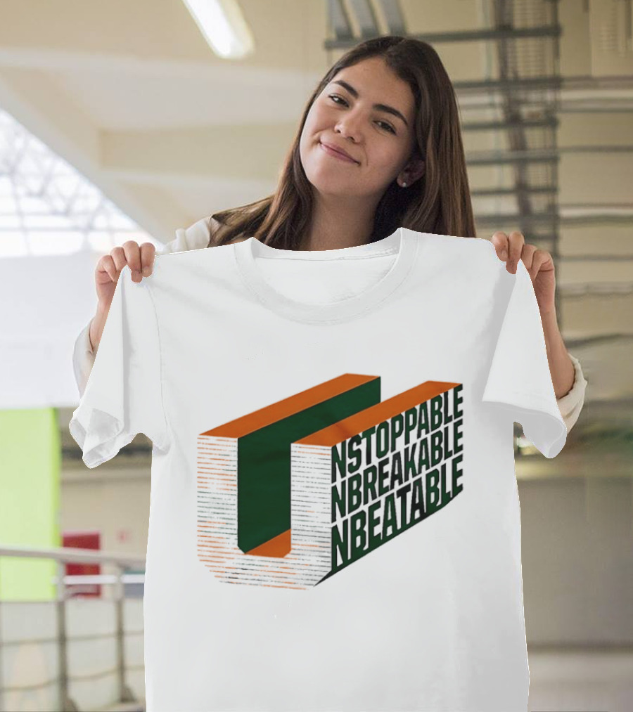 Unstoppable Unbreakable Unbeatable Bold 3D Text Optical Illusion T-Shirt