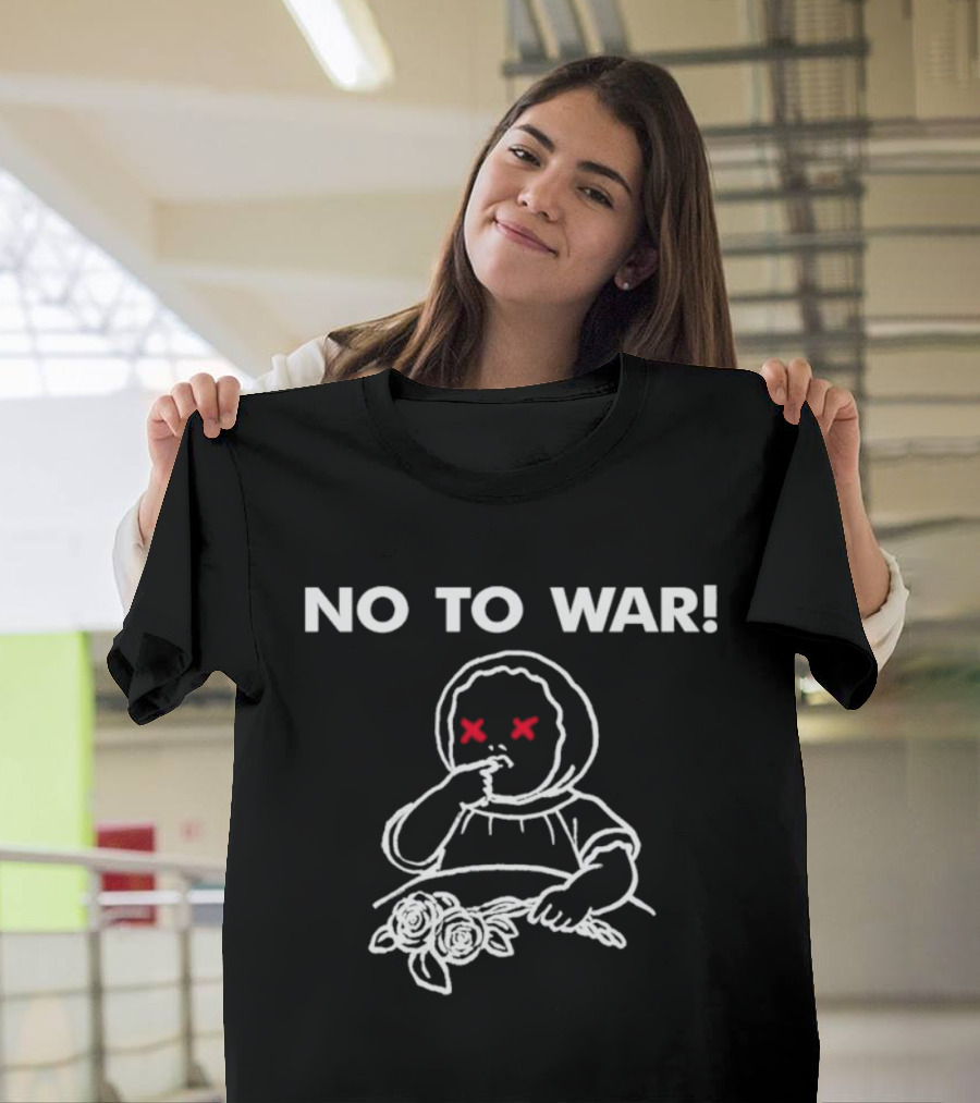 No To War Jon King Protest Statement With Child And Flowers T-Shirt