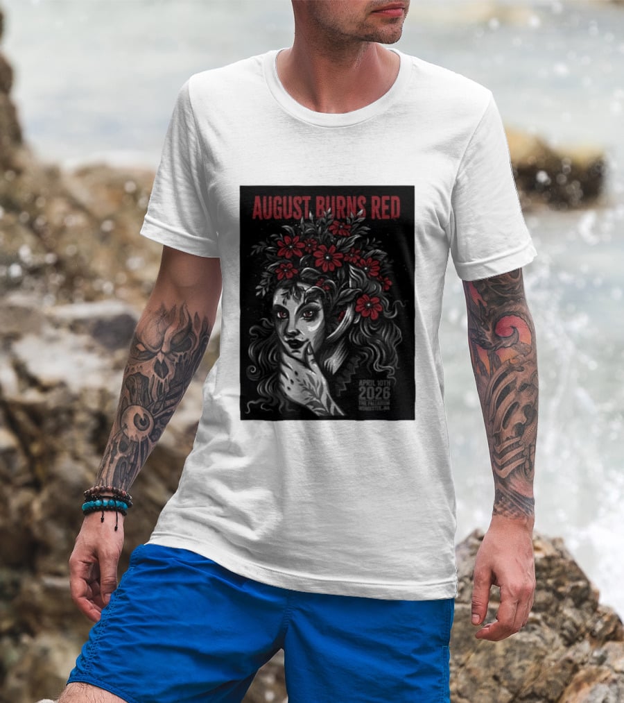 August Burns Red Concert April 10 2026 The Palladium Worcester MA Floral Headpiece T-Shirt