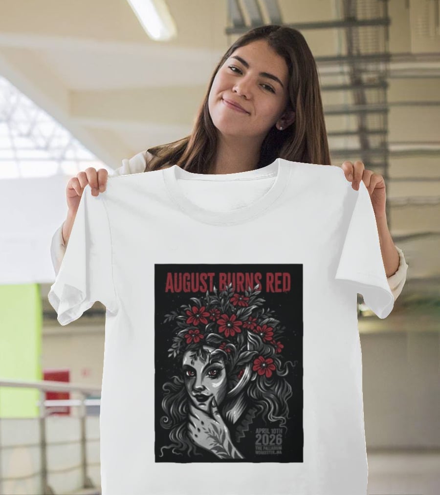August Burns Red Concert April 10 2026 The Palladium Worcester MA Floral Headpiece T-Shirt