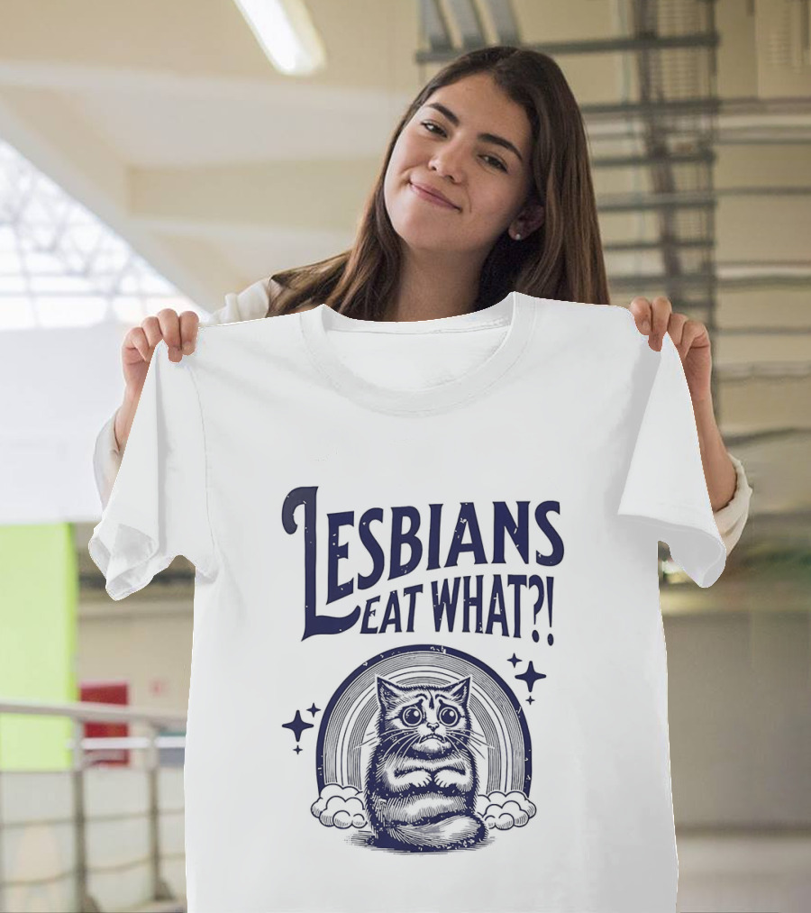 Lesbians Eat What Cat Rainbow Starburst T-Shirt