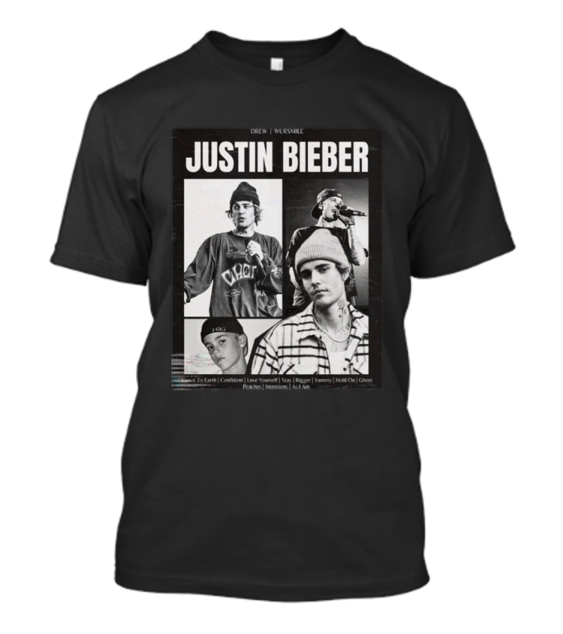 Justin Bieber Drew House Wursweile Greatest Hits Love Yourself Yummy Hold On T-Shirt