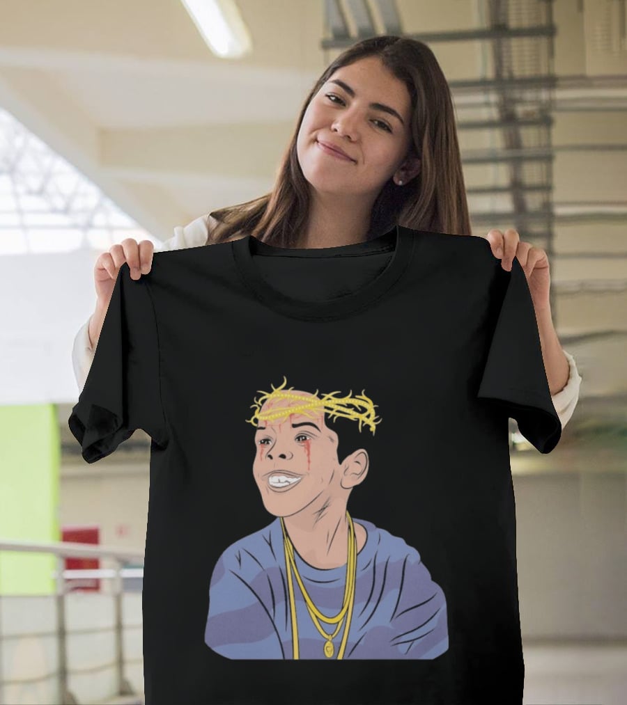 Flygod 10 Year Anniversary Unique Graphic With Golden Crown And Tearful Smile T-Shirt