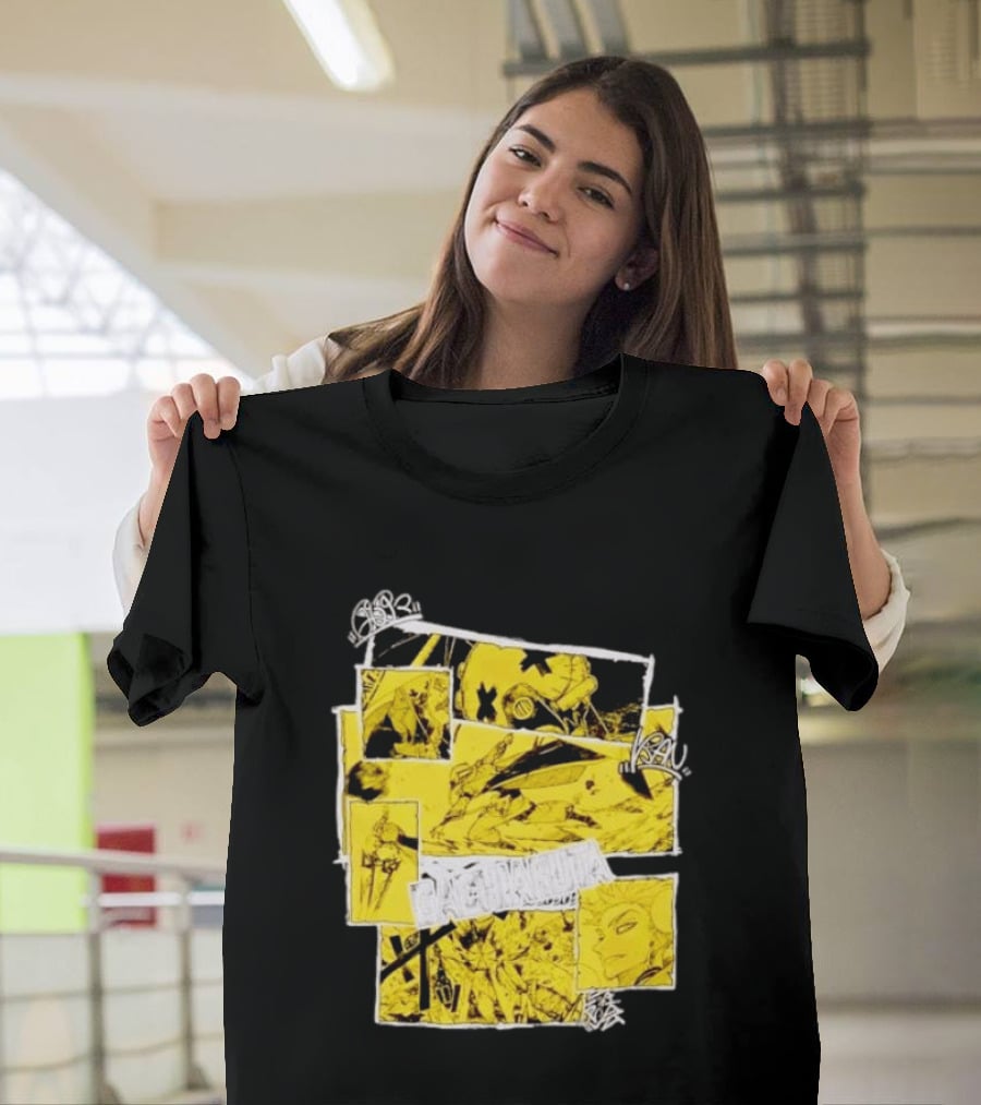 Gachiakuta Enjin Manga Panel Collage Yellow And Black Comic T-Shirt
