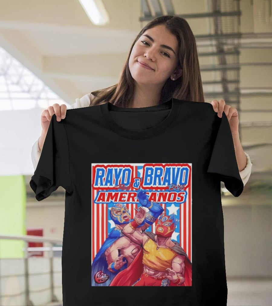 Rayo And Bravo Red Blue Americanos Wrestling Fan Favorite T-Shirt