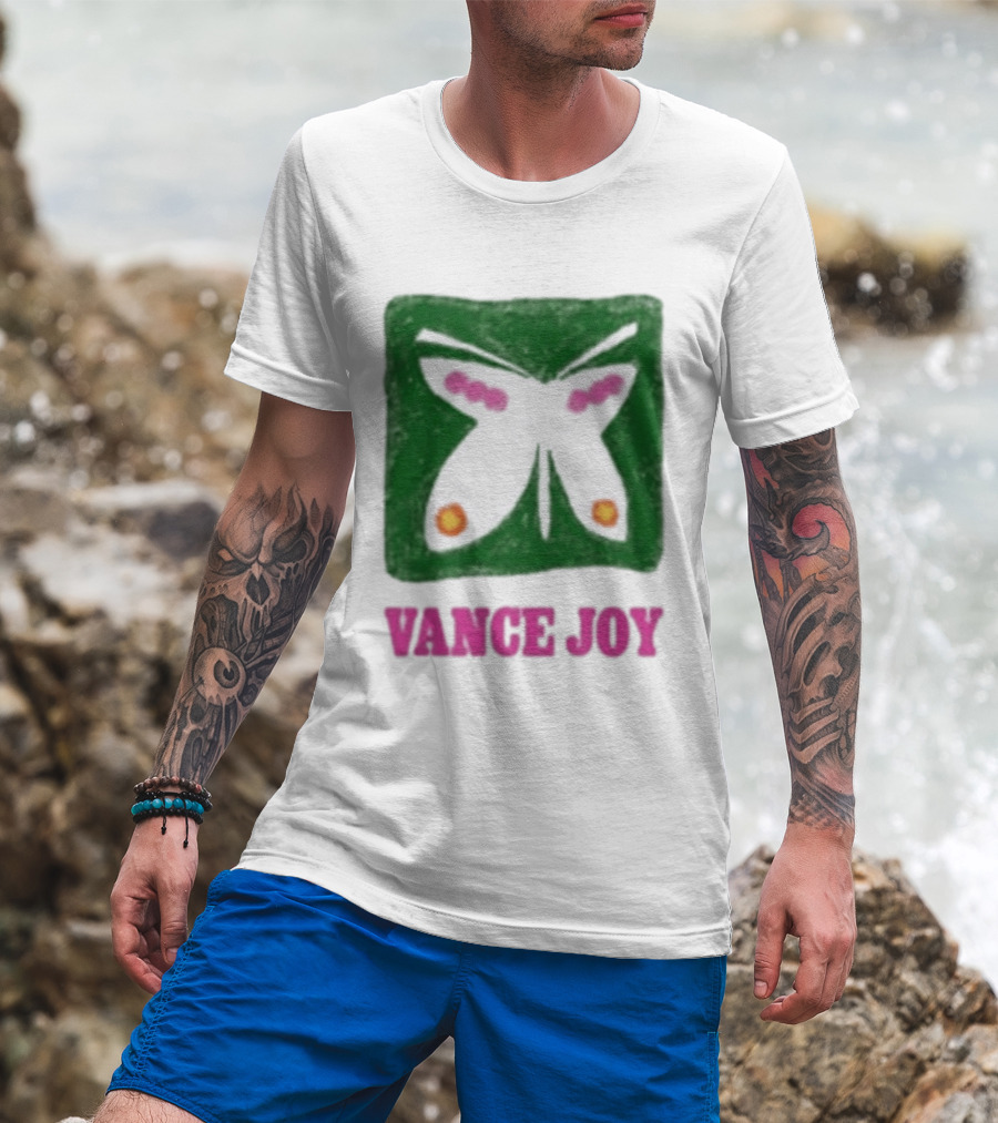 Vance Joy Butterfly Green Pink White T-Shirt