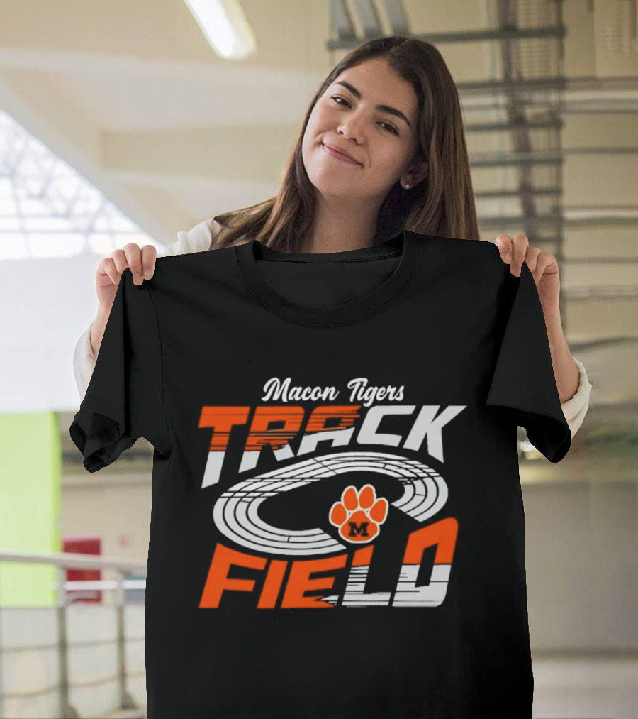 Macon Tigers Track And Field With Orange Paw Print T-Shirt