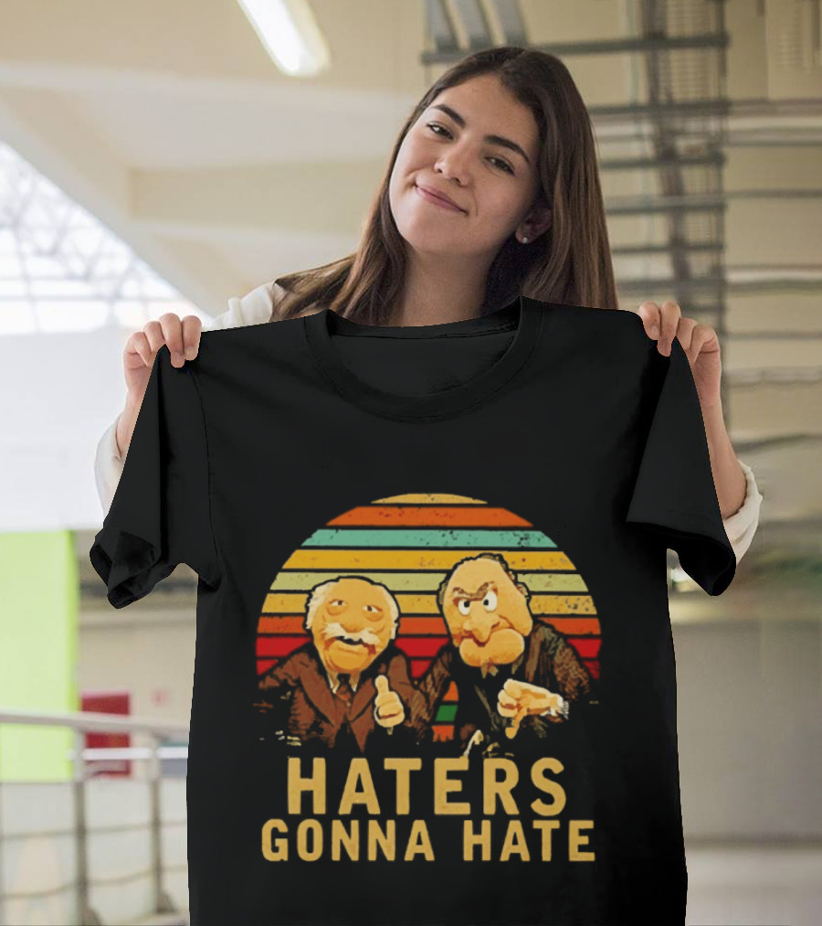 Statler And Waldorf Haters Gonna Hate Vintage Sunset Stripes T-Shirt