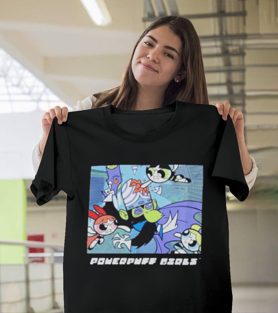 Powerpuff Girls Mojo Jojo Battle Scene Panel T-Shirt