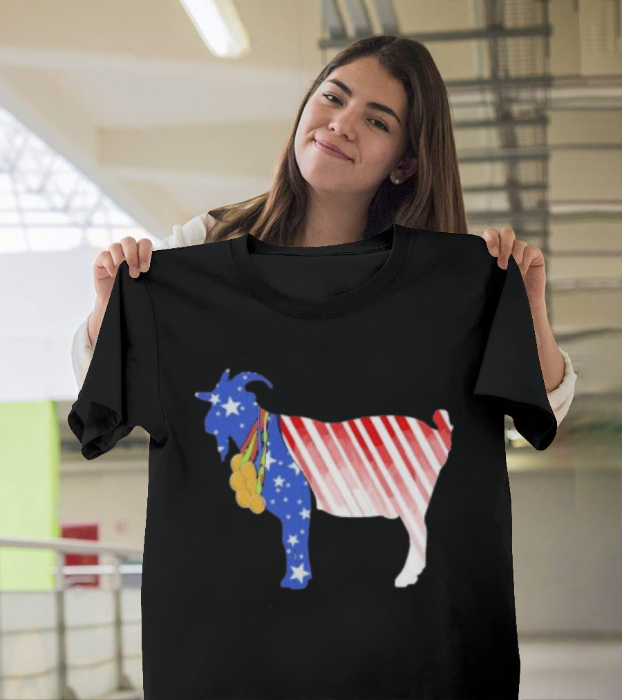 USA GOAT Stars Stripes Olympic Medals T-Shirt