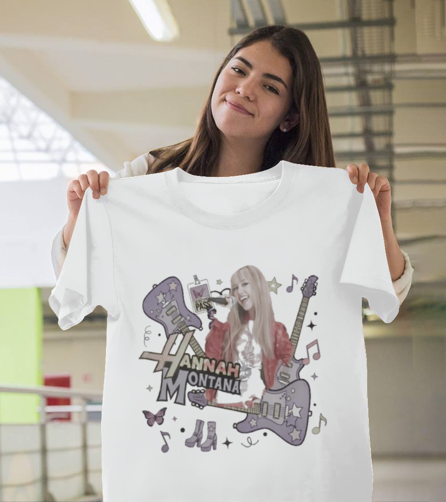 Hannah Montana Y2K Aesthetic Pop Star 2026 Guitar Butterfly Music Notes T-Shirt