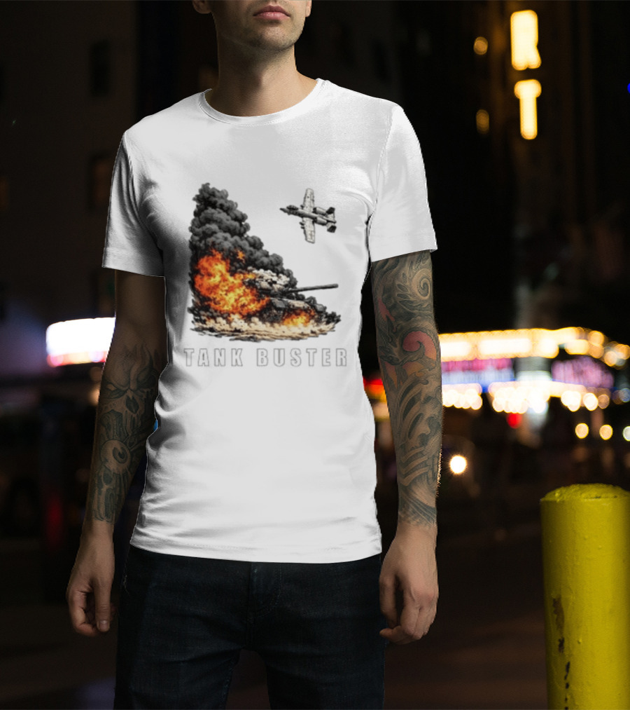 Tank Buster Explosion Fighter Plane Attack T-Shirt