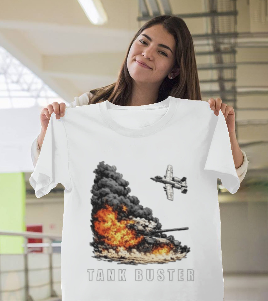 Tank Buster Explosion Fighter Plane Attack T-Shirt