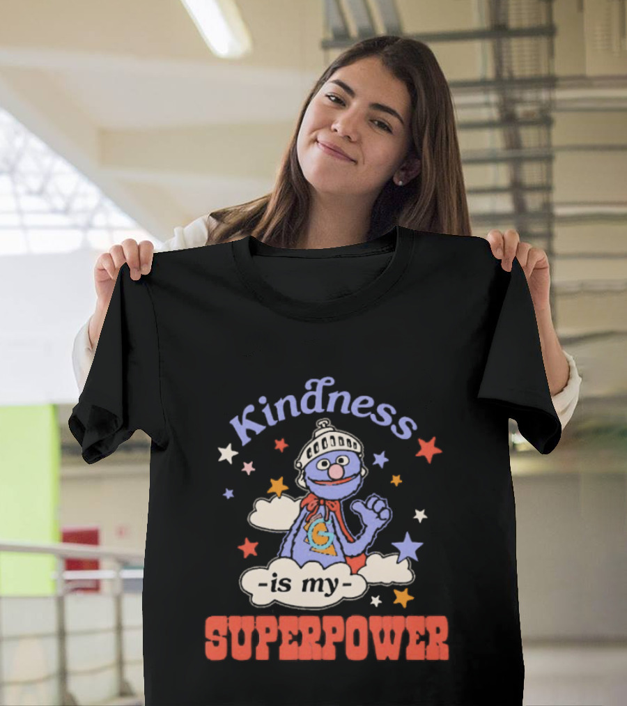 Kindness Is My Superpower Grover Colorful Stars And Clouds T-Shirt