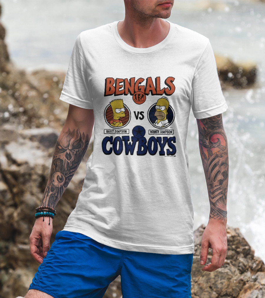 Bengals Vs Cowboys Bart Simpson Homer Simpson T-Shirt