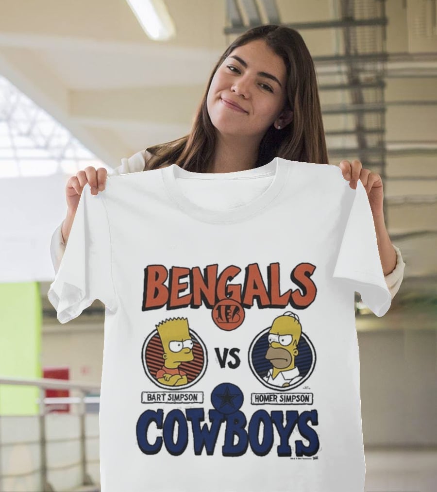 Bengals Vs Cowboys Bart Simpson Homer Simpson T-Shirt