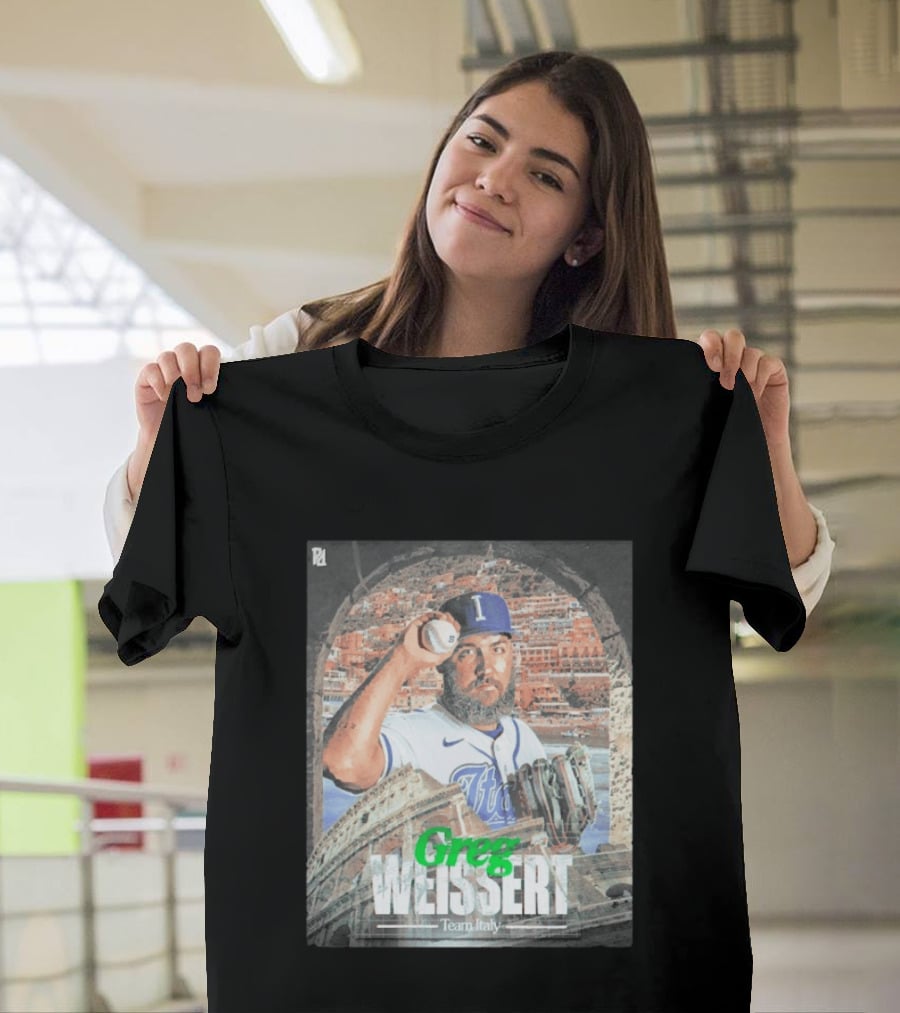 Greg Weissert Italy Pitcher Blue Colosseum Baseball Player T-Shirt