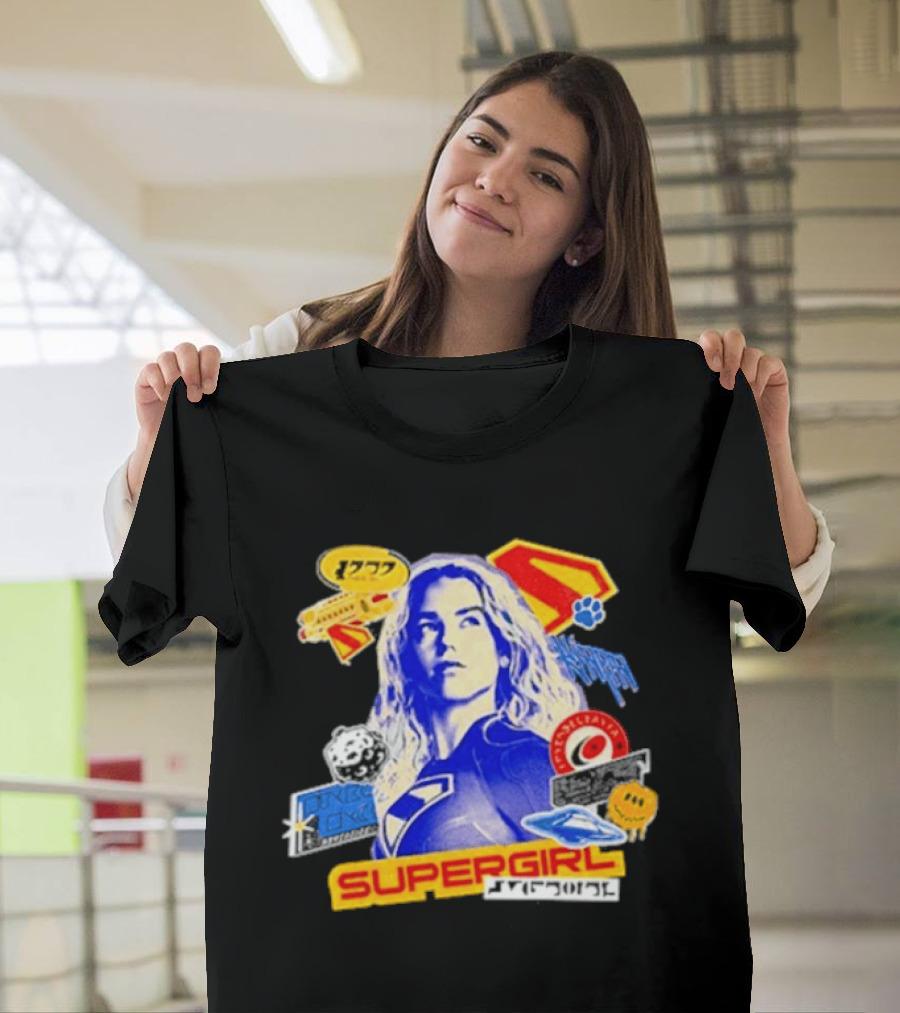 Supergirl Kryptonian Hero Pop Art Sticker Collage T-Shirt