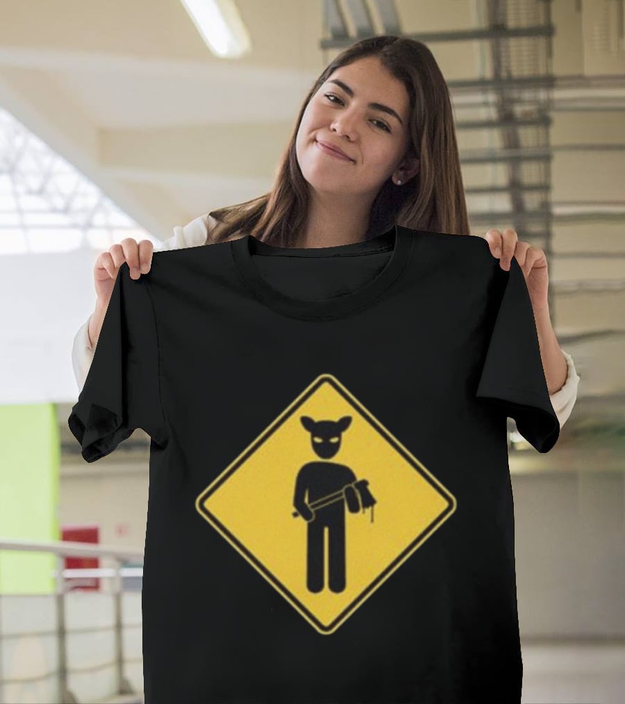 Lamb Mask Caution Sign Horror Icon Warning T-Shirt