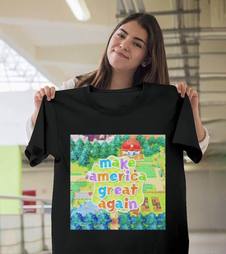 Make America Great Again Colorful Forest Game Inspired Scenery White House Pokopia Generator T-Shirt