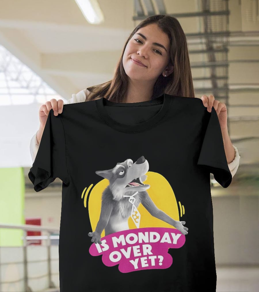 Masha And The Bear Wolf Character Asking Is Monday Over Yet T-Shirt