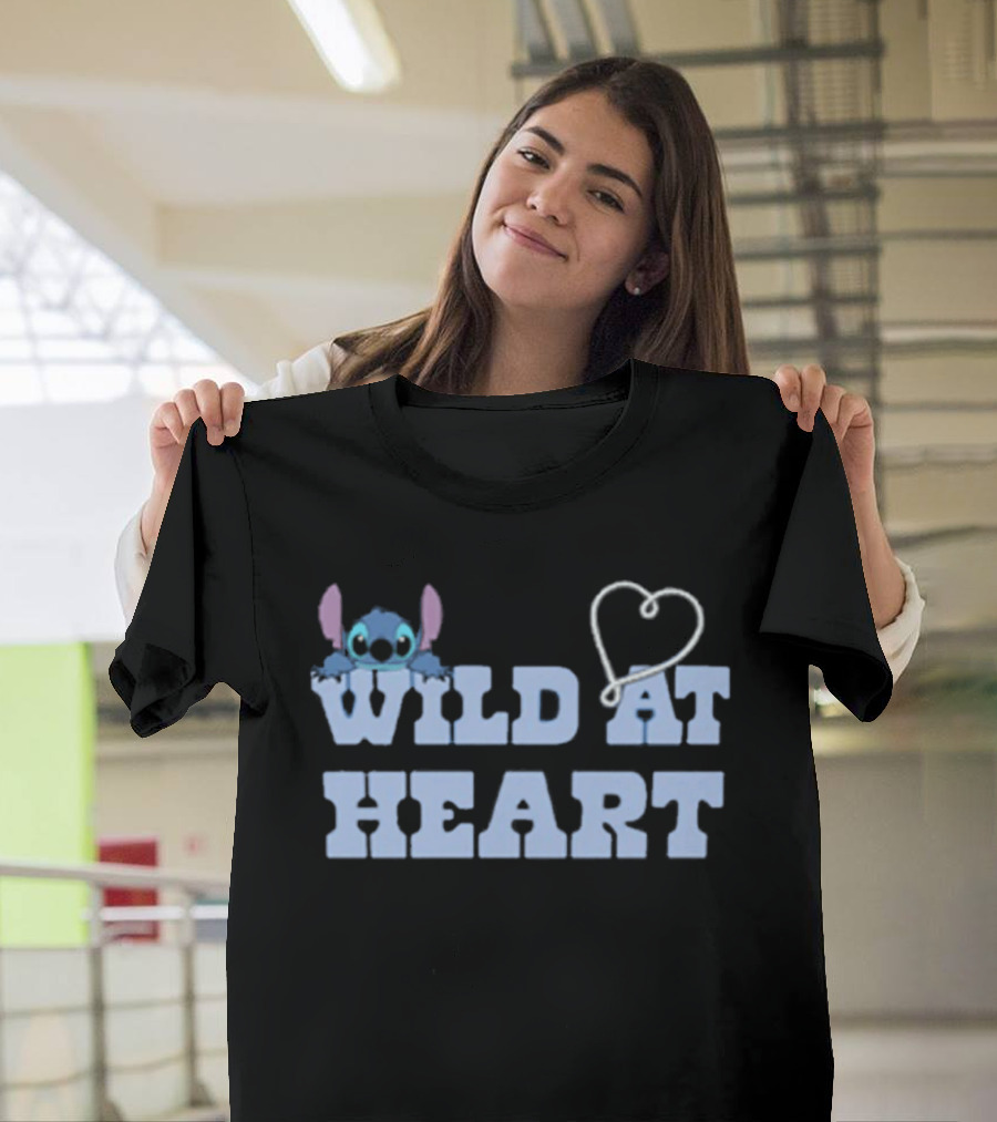 Wild At Heart Stitch Disney Character Cute Alien Heart T-Shirt