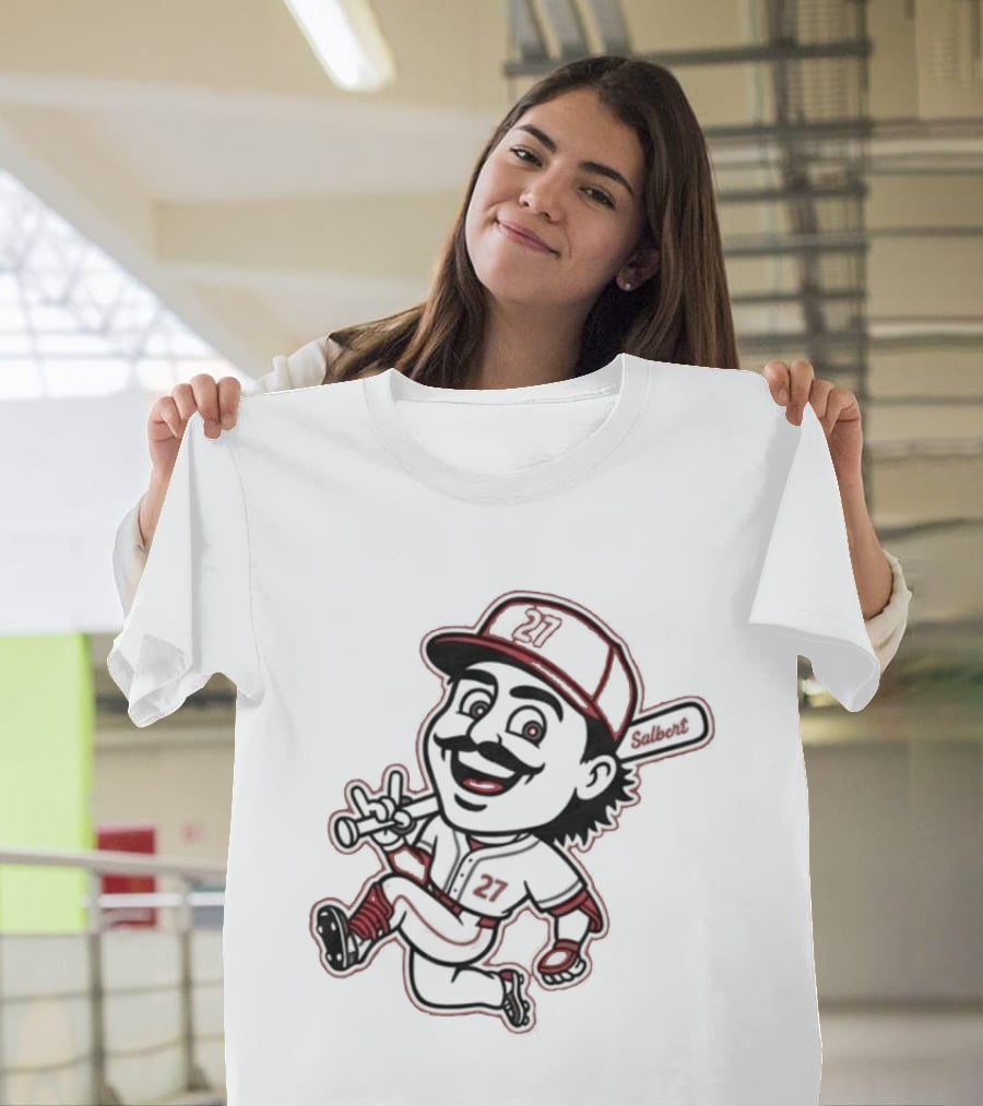 Sal Stewart Baseball Mascot Character With Bat And Mustache T-Shirt