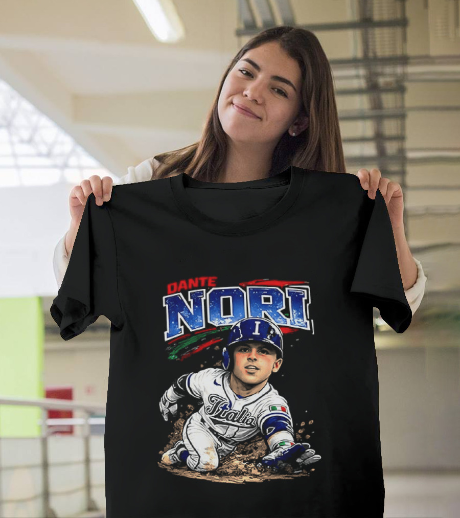 Dante Nori Italy Baseball Classic Caricature Sliding Player T-Shirt