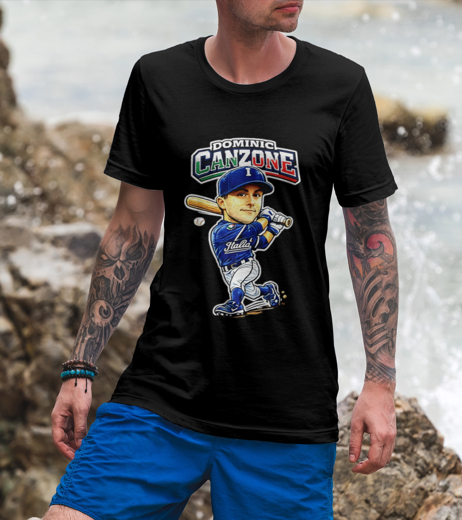 Italy Baseball Classic Dominic Canzone Italia Team Caricature T-Shirt