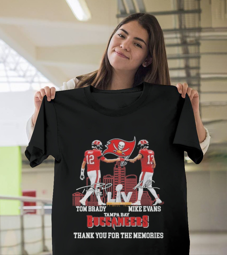 Tom Brady Mike Evans Tampa Bay Buccaneers LIV Thank You For The Memories T-Shirt