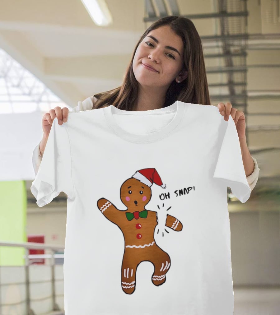 Gingerbread Man Oh Snap Broken Arm Christmas Humor T-Shirt