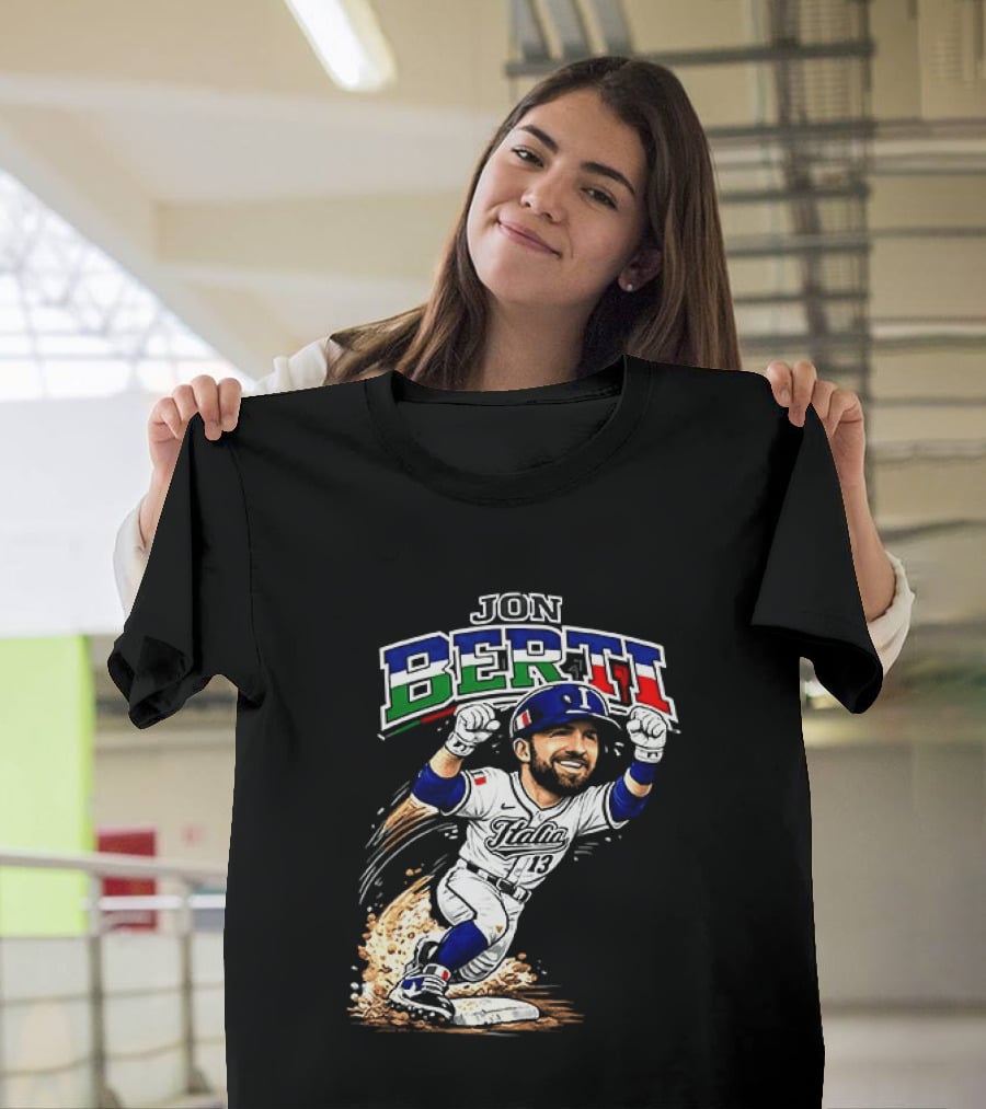 Jon Berti Italy Baseball Classic Caricature 13 T-Shirt