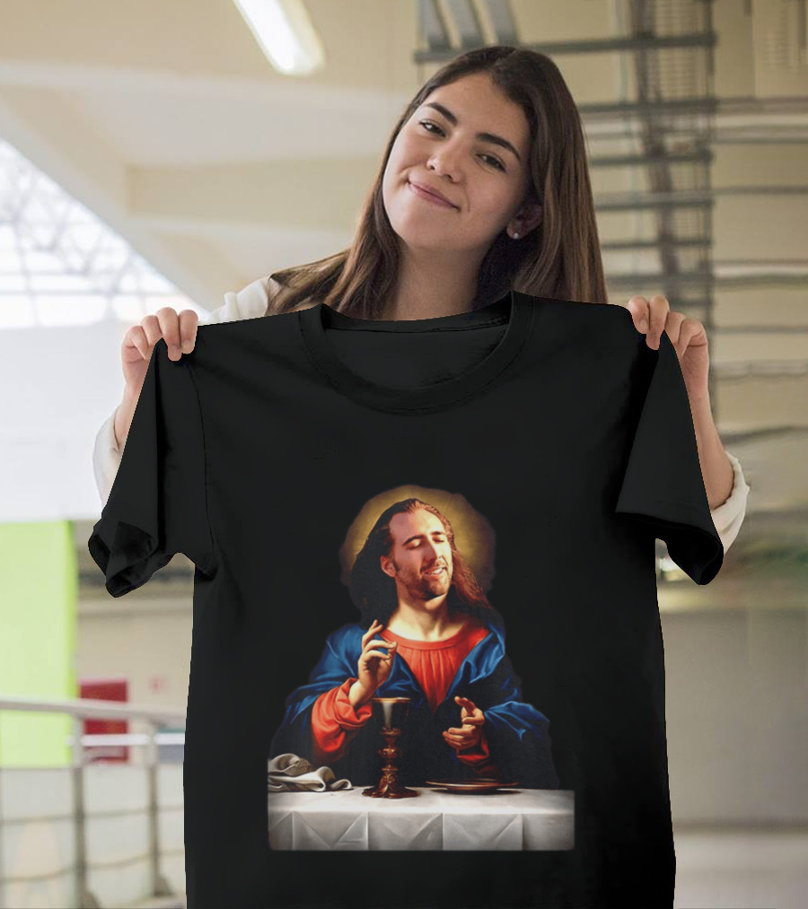 Nic Jesus Blessing The Bread And Wine Iconic Meme Mashup T-Shirt