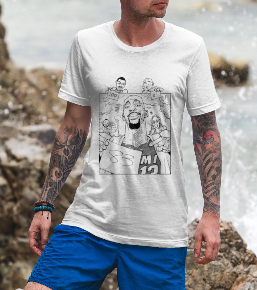NBA Bam Adebayo 100 Wilt Chamberlain 81 Kobe Bryant 83 MI 13 Celebrate T-Shirt