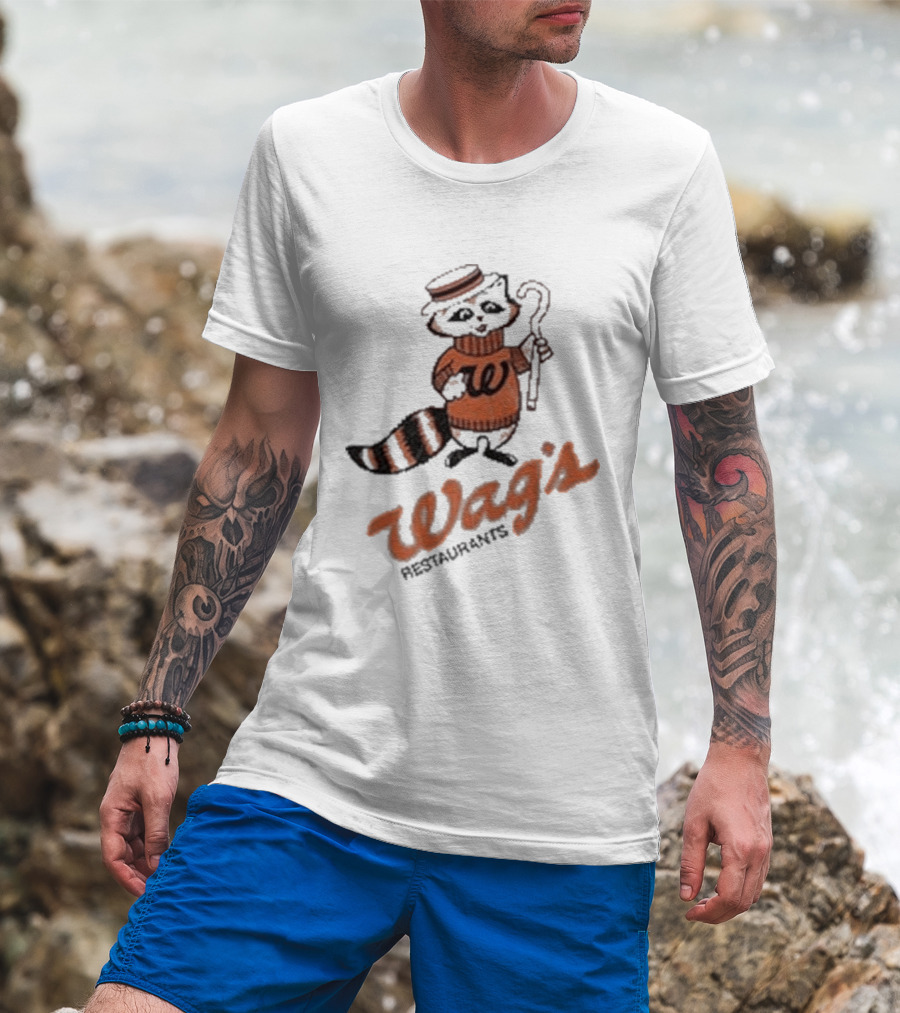 Wag's Restaurant Raccoon Character Sweater Cane T-Shirt