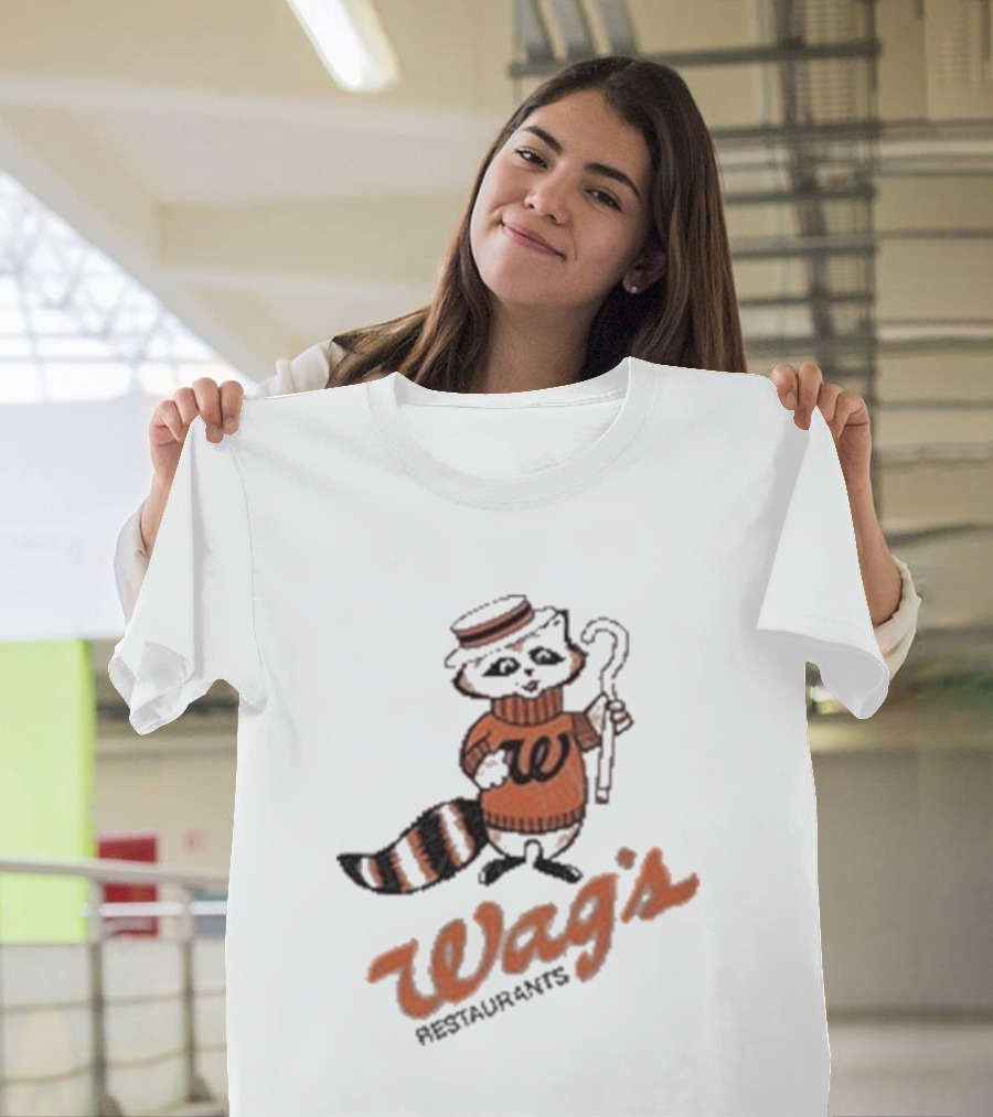 Wag's Restaurant Raccoon Character Sweater Cane T-Shirt